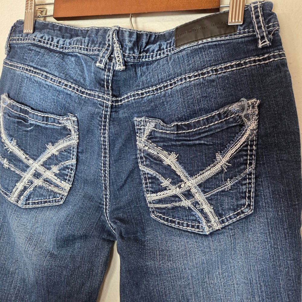 Y2k thick stitch distressed bootcut denim Twentyone Black by Rue21 Juniors 7/8R - Picture 5 of 10
